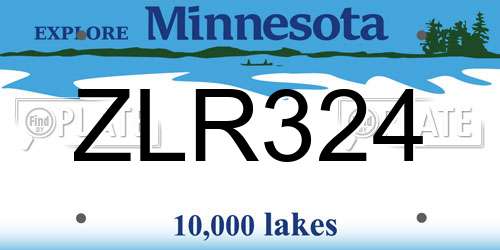 ZLR324 Minnesota License Plate