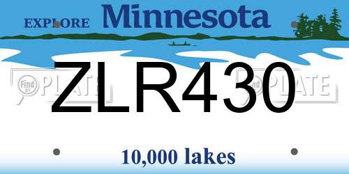 ZLR430 Minnesota License Plate
