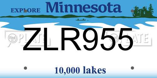 ZLR955 Minnesota License Plate