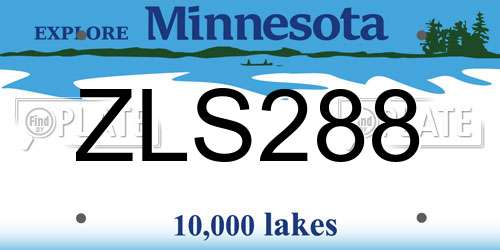 ZLS288 Minnesota License Plate