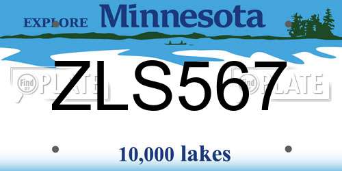 ZLS567 Minnesota License Plate