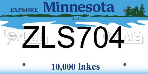 ZLS704 Minnesota License Plate