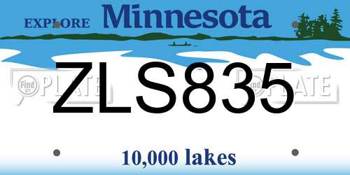 ZLS835 Minnesota License Plate