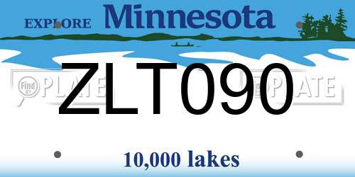 ZLT090 Minnesota License Plate