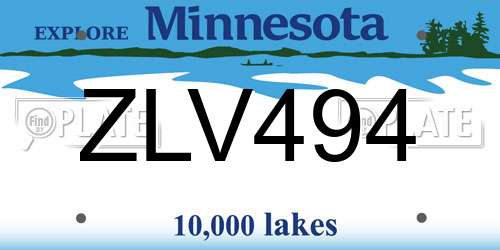 ZLV494 Minnesota License Plate