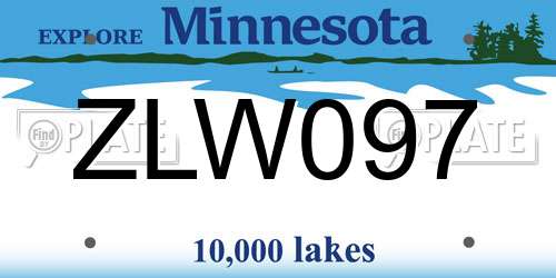 ZLW097 Minnesota License Plate