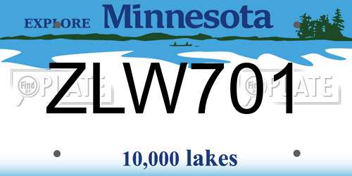 ZLW701 Minnesota License Plate
