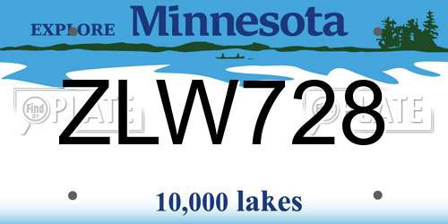 ZLW728 Minnesota License Plate