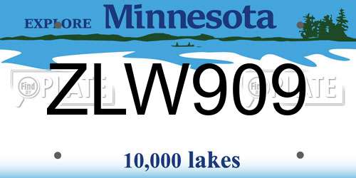 ZLW909 Minnesota License Plate