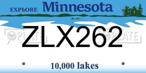 ZLX262 Minnesota License Plate