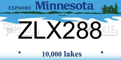 ZLX288 Minnesota License Plate