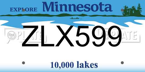 ZLX599 Minnesota License Plate