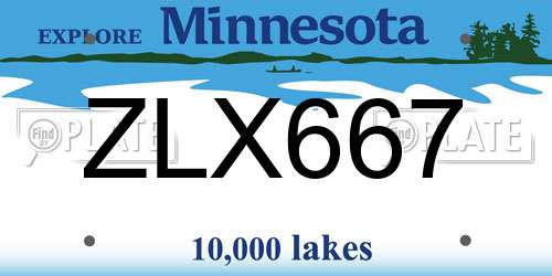 ZLX667 Minnesota License Plate