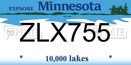 ZLX755 Minnesota License Plate