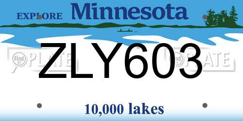 ZLY603 Minnesota License Plate