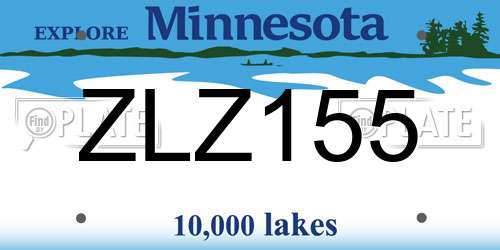 ZLZ155 Minnesota License Plate