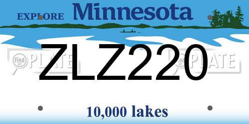 ZLZ220 Minnesota License Plate