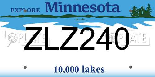 ZLZ240 Minnesota License Plate