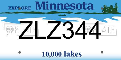 ZLZ344 Minnesota License Plate