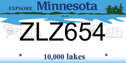 ZLZ654 Minnesota License Plate