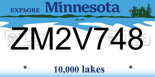 ZM2V748 Minnesota License Plate