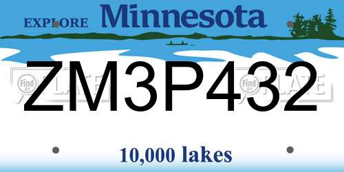 ZM3P432 Minnesota License Plate