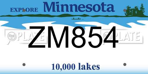 ZM854 Minnesota License Plate