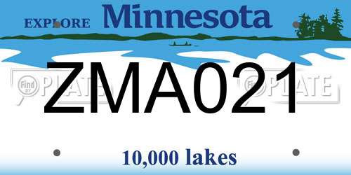 ZMA021 Minnesota License Plate