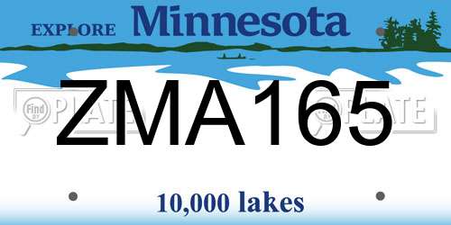 ZMA165 Minnesota License Plate