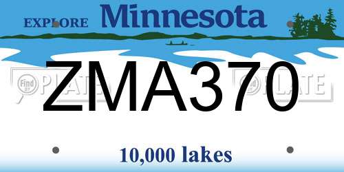 ZMA370 Minnesota License Plate