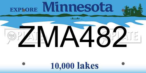 ZMA482 Minnesota License Plate