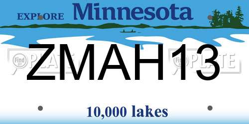 ZMAH13 Minnesota License Plate