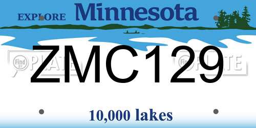 ZMC129 Minnesota License Plate