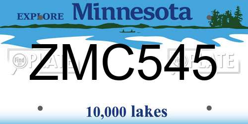 ZMC545 Minnesota License Plate