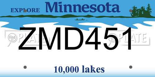ZMD451 Minnesota License Plate