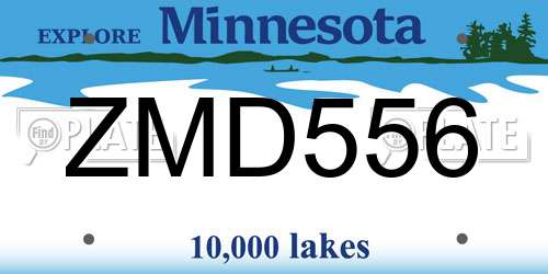 ZMD556 Minnesota License Plate