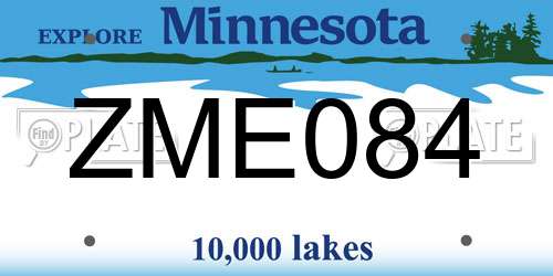 ZME084 Minnesota License Plate