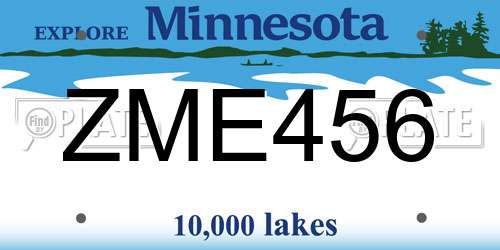 ZME456 Minnesota License Plate