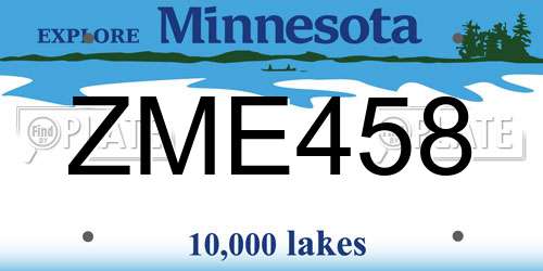 ZME458 Minnesota License Plate