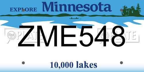 ZME548 Minnesota License Plate