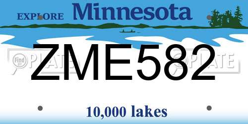 ZME582 Minnesota License Plate