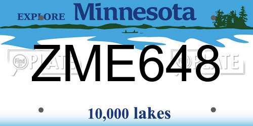 ZME648 Minnesota License Plate
