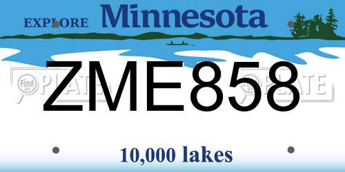 ZME858 Minnesota License Plate