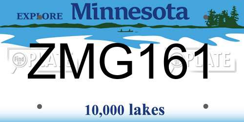 ZMG161 Minnesota License Plate