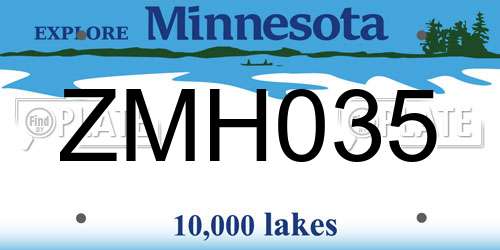 ZMH035 Minnesota License Plate