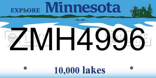 ZMH4996 Minnesota License Plate