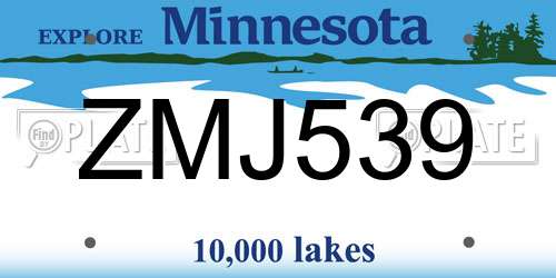 ZMJ539 Minnesota License Plate