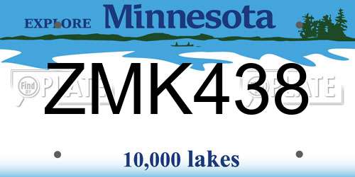 ZMK438 Minnesota License Plate