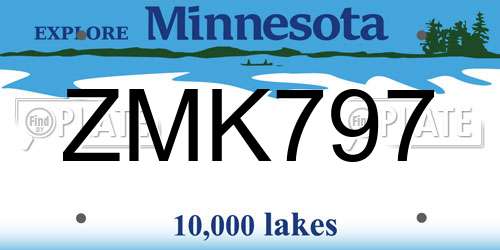 ZMK797 Minnesota License Plate