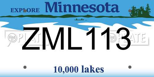 ZML113 Minnesota License Plate